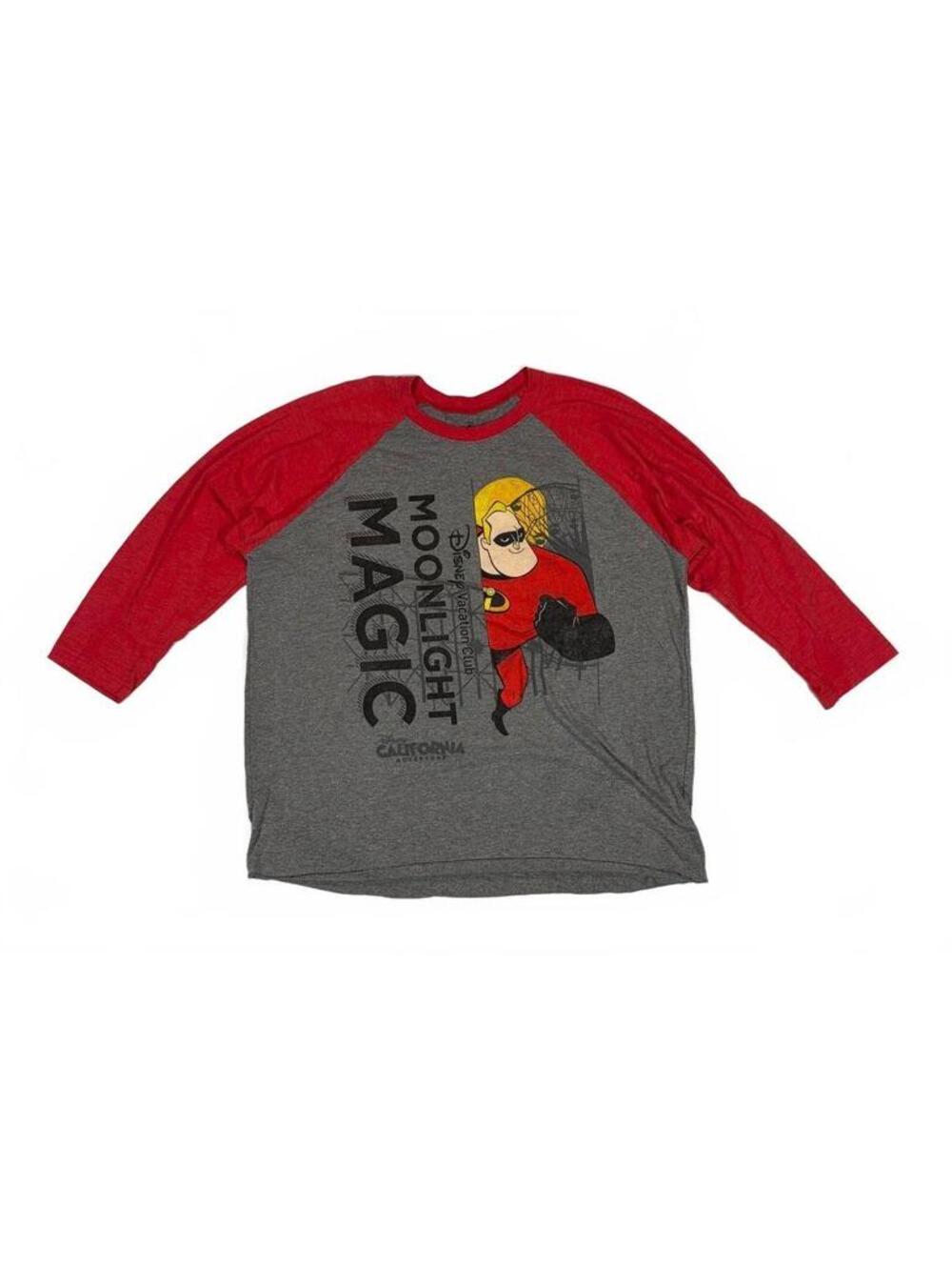 Baseball Disney DVC Moonlight Magic Mr Incredible T-Shirt XL Red Gray Raglan 3/4